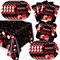 41pcs Black and red Party Supplies ,include 20 Plates, 20 Napkin and 1pcs Tablecloth,Used for Black and red Birthday Party Decoration (AAA)